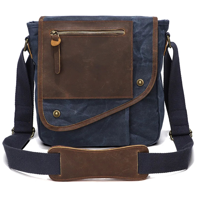 Men's Vintage Wax Canvas Shoulder Bag blue