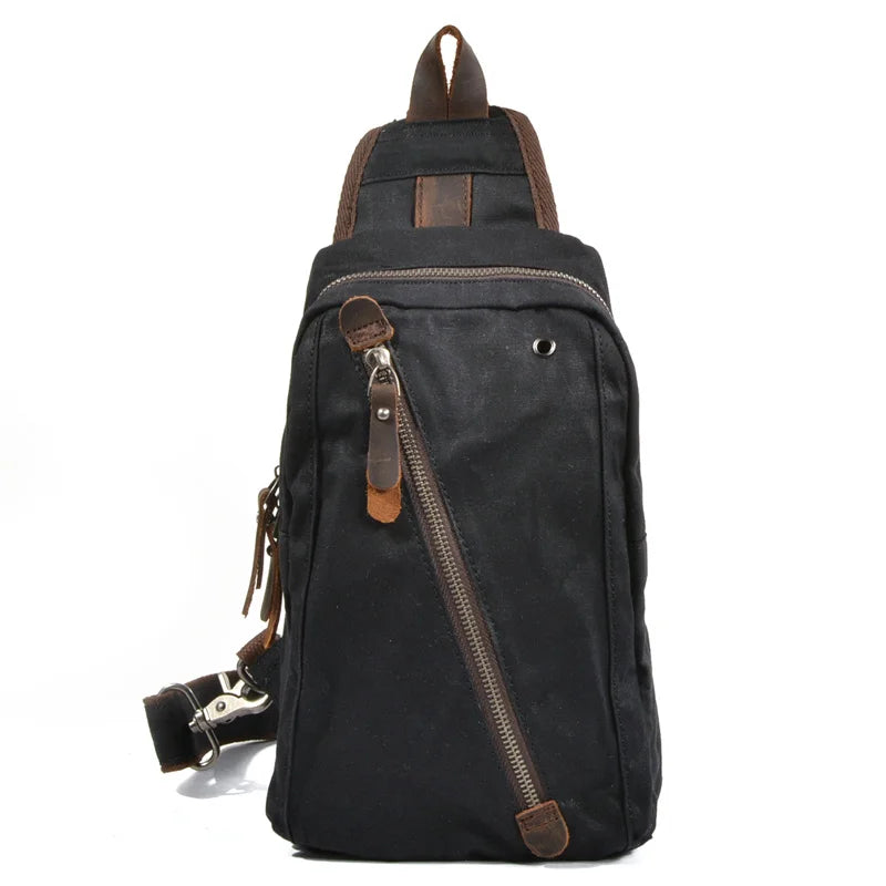 Waxed Canvas Sling Bag black