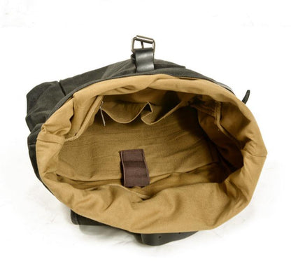 Waxed canvas motorcycle backpack