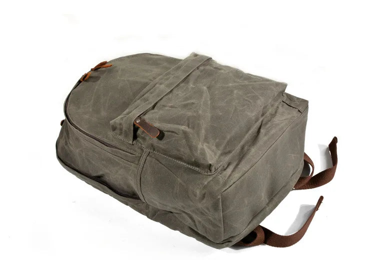 Waxed canvas work backpack