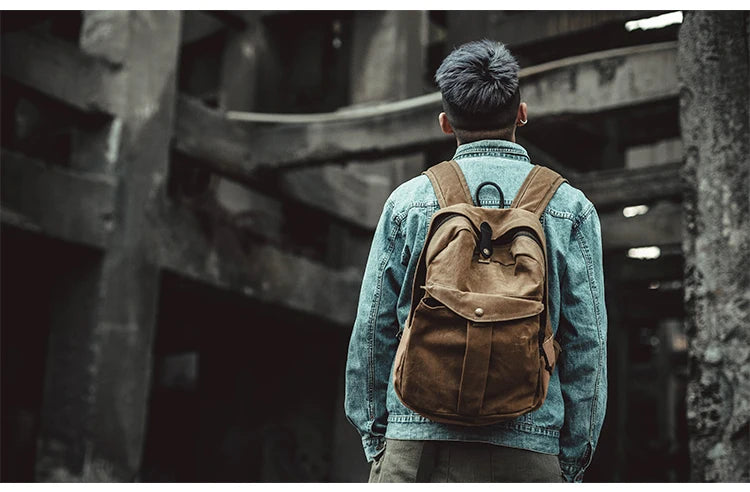 Waterproof waxed canvas backpack