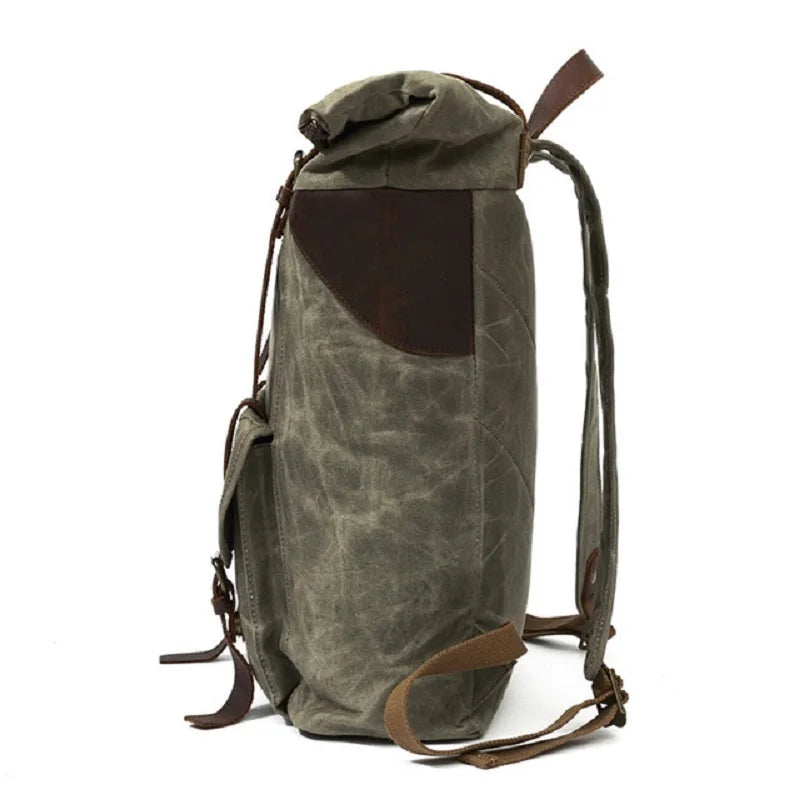 Wax canvas leather backpack