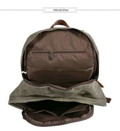 Waxed canvas work backpack