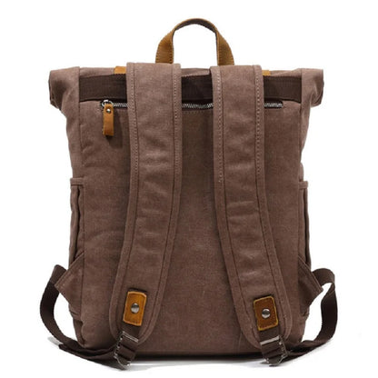 Vintage waxed canvas travel backpack