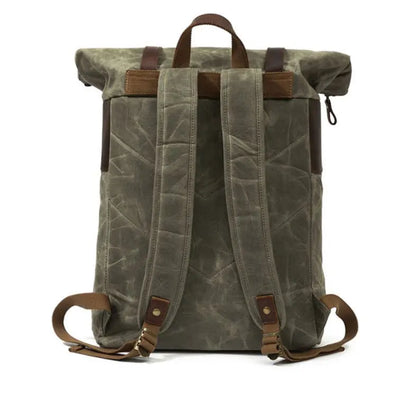 Wax canvas leather backpack