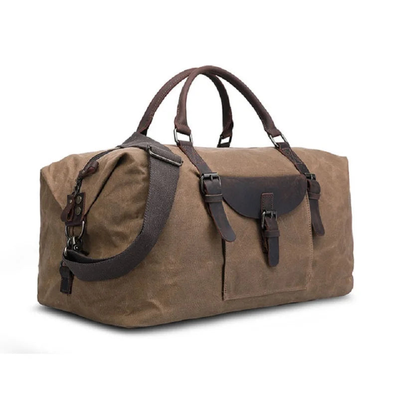 Waxed canvas duffel bag