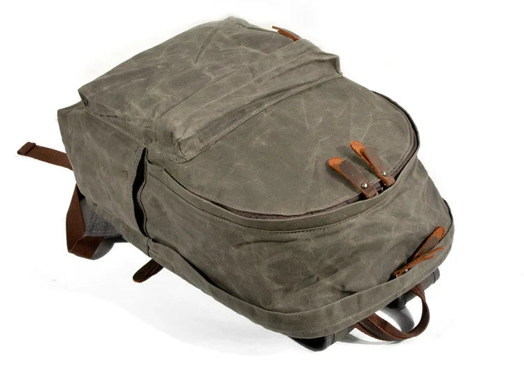 Waxed canvas work backpack