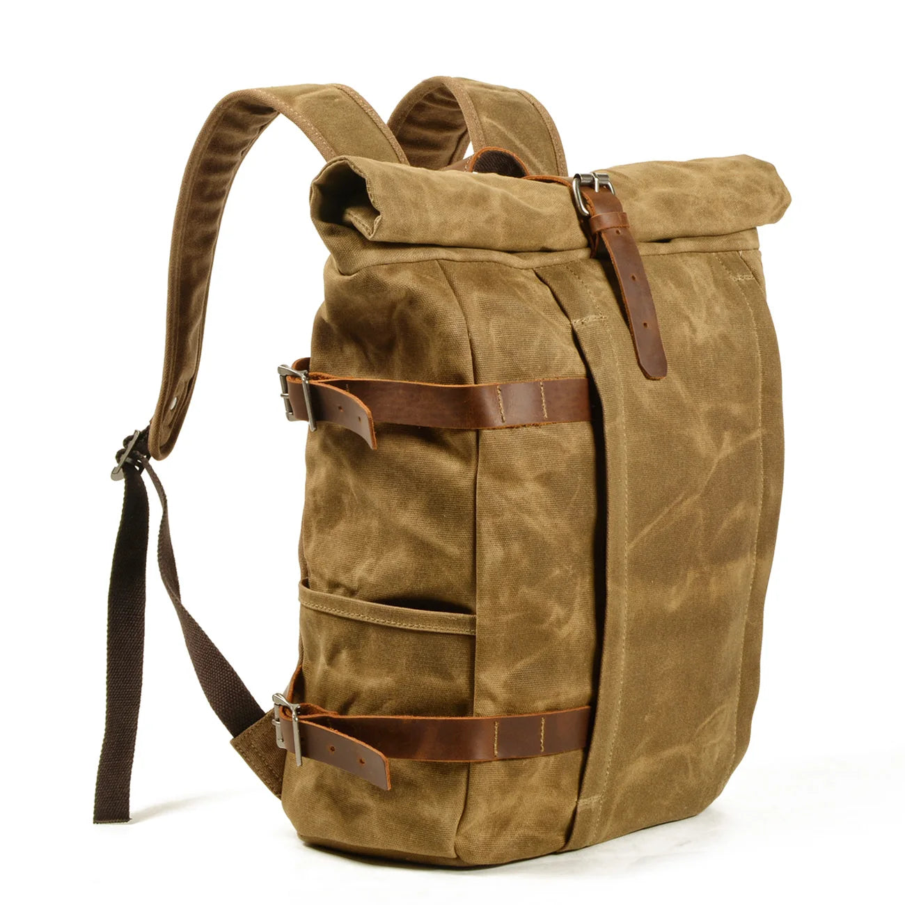 Waxed canvas motorcycle backpack