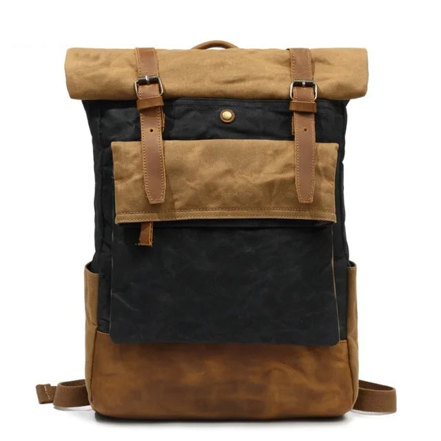 High Capacity Waxed Canvas Daypack black