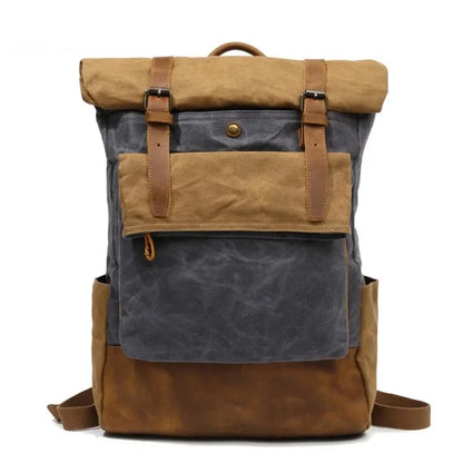 High Capacity Waxed Canvas Daypack blue