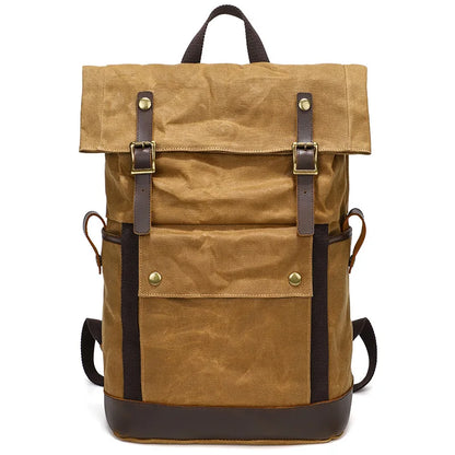 Large waxed canvas backpack yellow