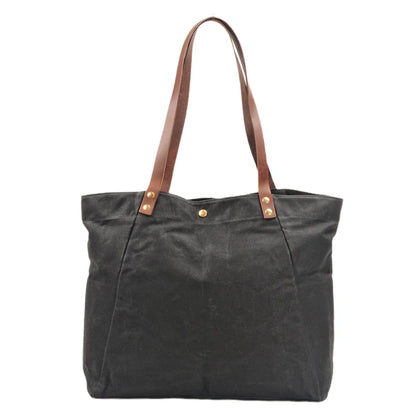 Large waxed canvas tote black