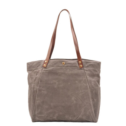 Large waxed canvas tote grey