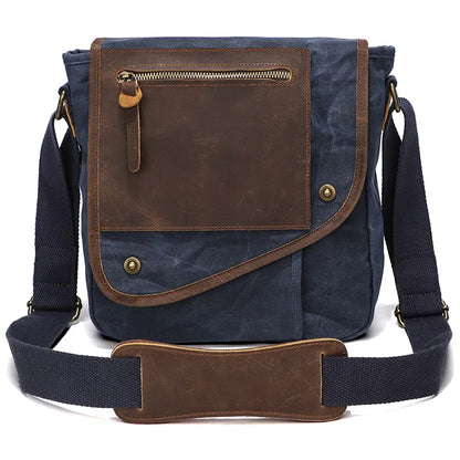 Men's Vintage Wax Canvas Shoulder Bag blue