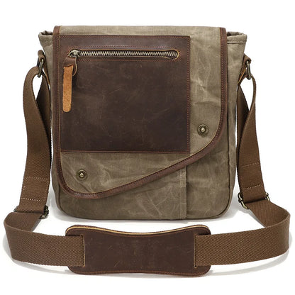 Men's Vintage Wax Canvas Shoulder Bag khaki