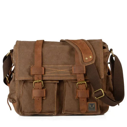 Men's Waxed Canvas Messenger Bag coffee