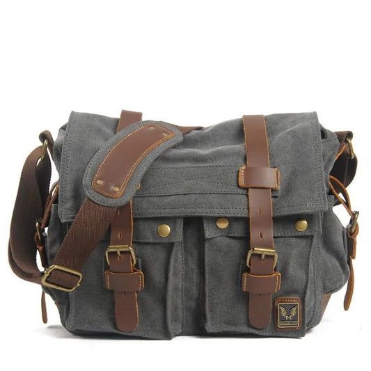 Men's Waxed Canvas Messenger Bag grey