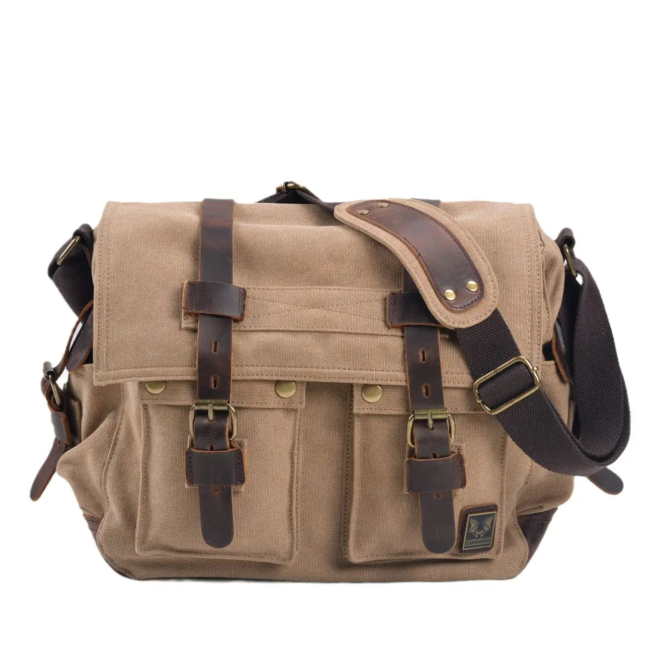 Men's Waxed Canvas Messenger Bag khaki