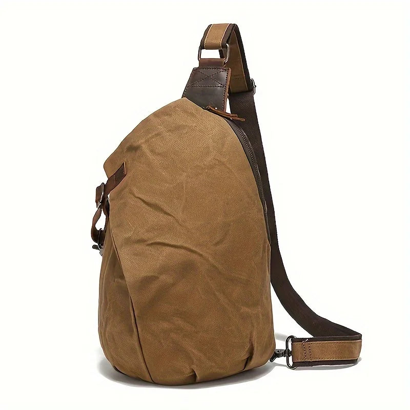 Men's waxed canvas Sling Backpack khaki