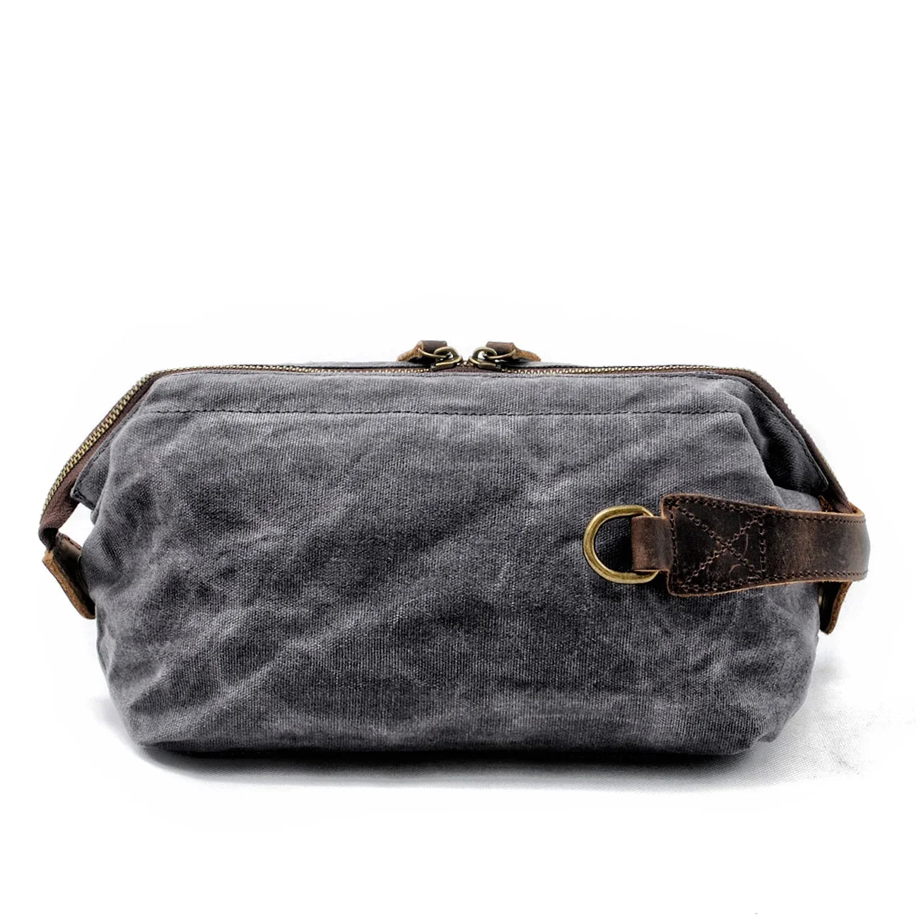 Men's waxed canvas toiletry bag gray