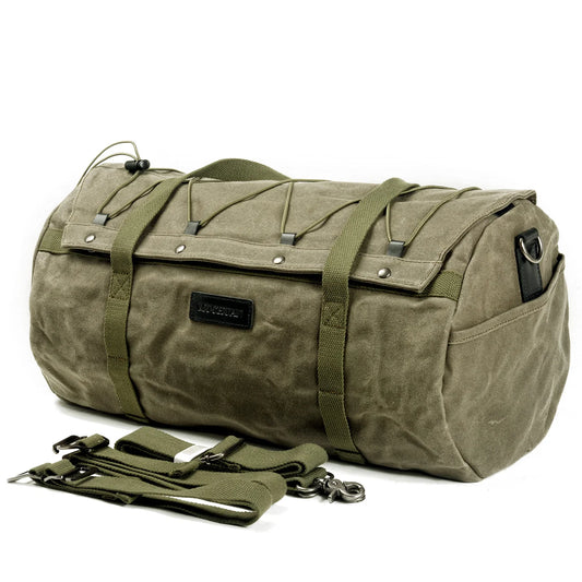 Men's waxed canvas weekend bag Army green