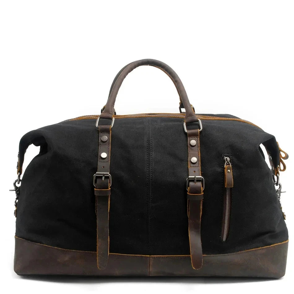 Mens Waxed Canvas Duffle Bag Black