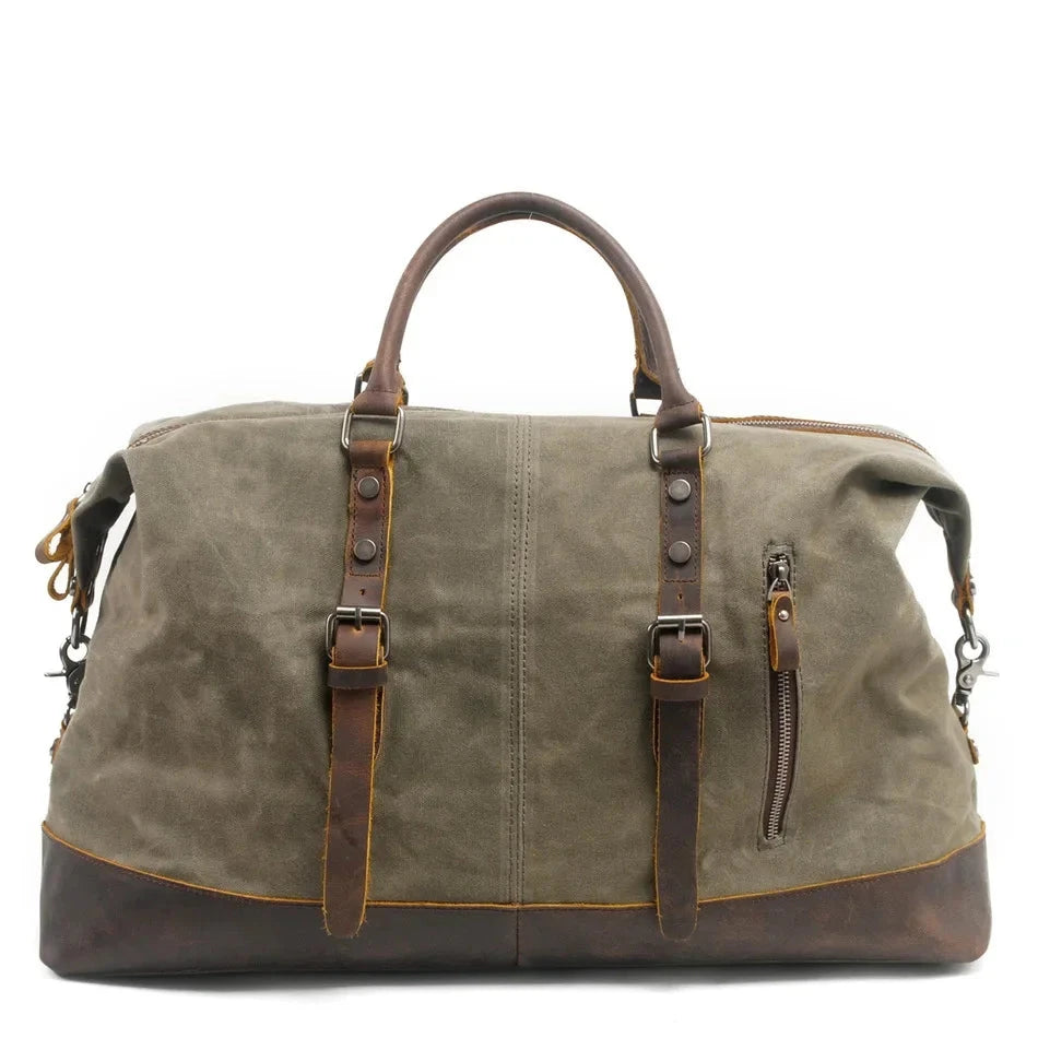 Mens Waxed Canvas Duffle Bag Green