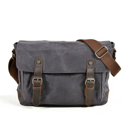 Oil Wax Vintage Crossbody Bag dark grey
