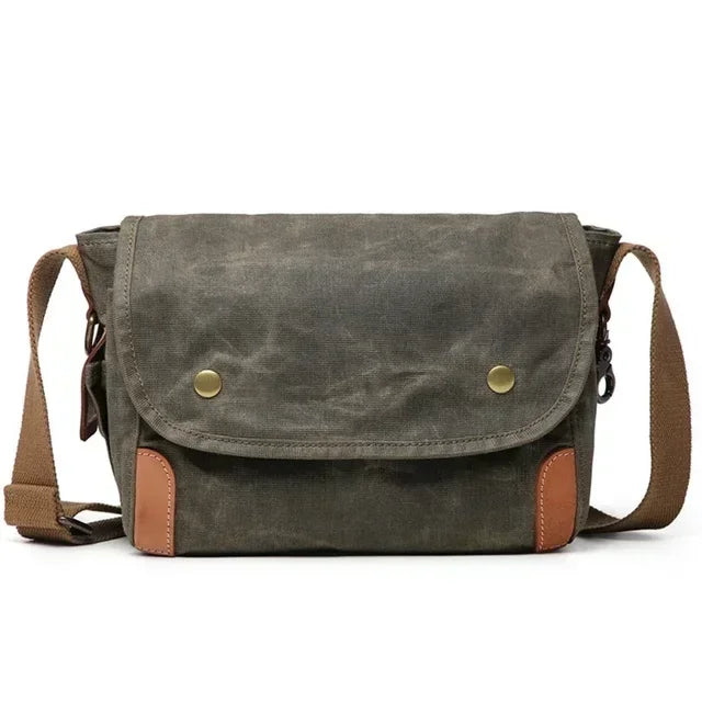Oil Waxed Canvas Crossbody Camera Bag Army Green
