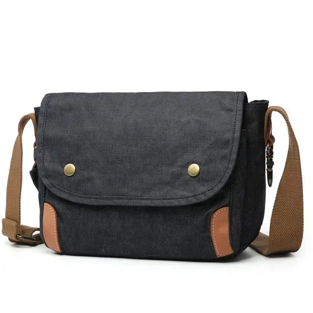 Oil Waxed Canvas Crossbody Camera Bag Black