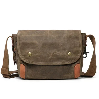 Oil Waxed Canvas Crossbody Camera Bag Dark Khaki