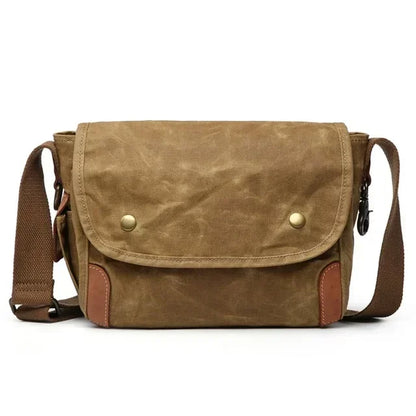 Oil Waxed Canvas Crossbody Camera Bag khaki