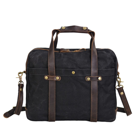 Oil Waxed Canvas Laptop Bag Black