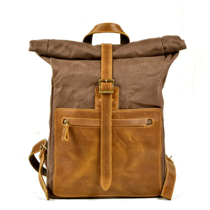 Old waxed canvas backpack khaki