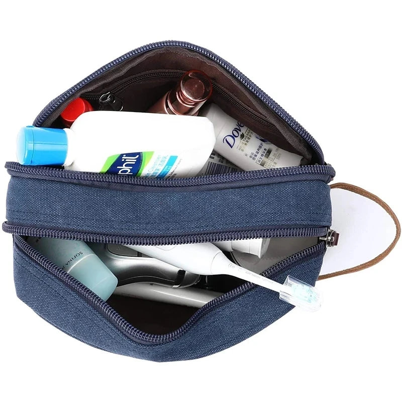 Small waxed canvas toiletry bag