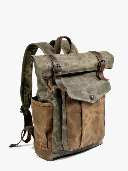 Waxed canvas laptop backpack