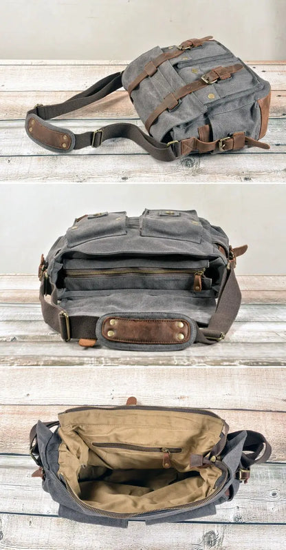 Men's Waxed Canvas Messenger Bag