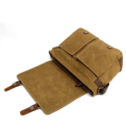 Waxed canvas messenger bag