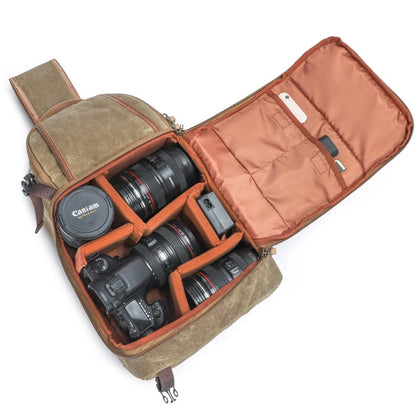 Waxed canvas camera sling bag