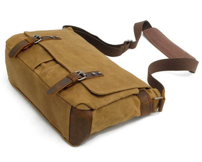 Waxed canvas messenger bag