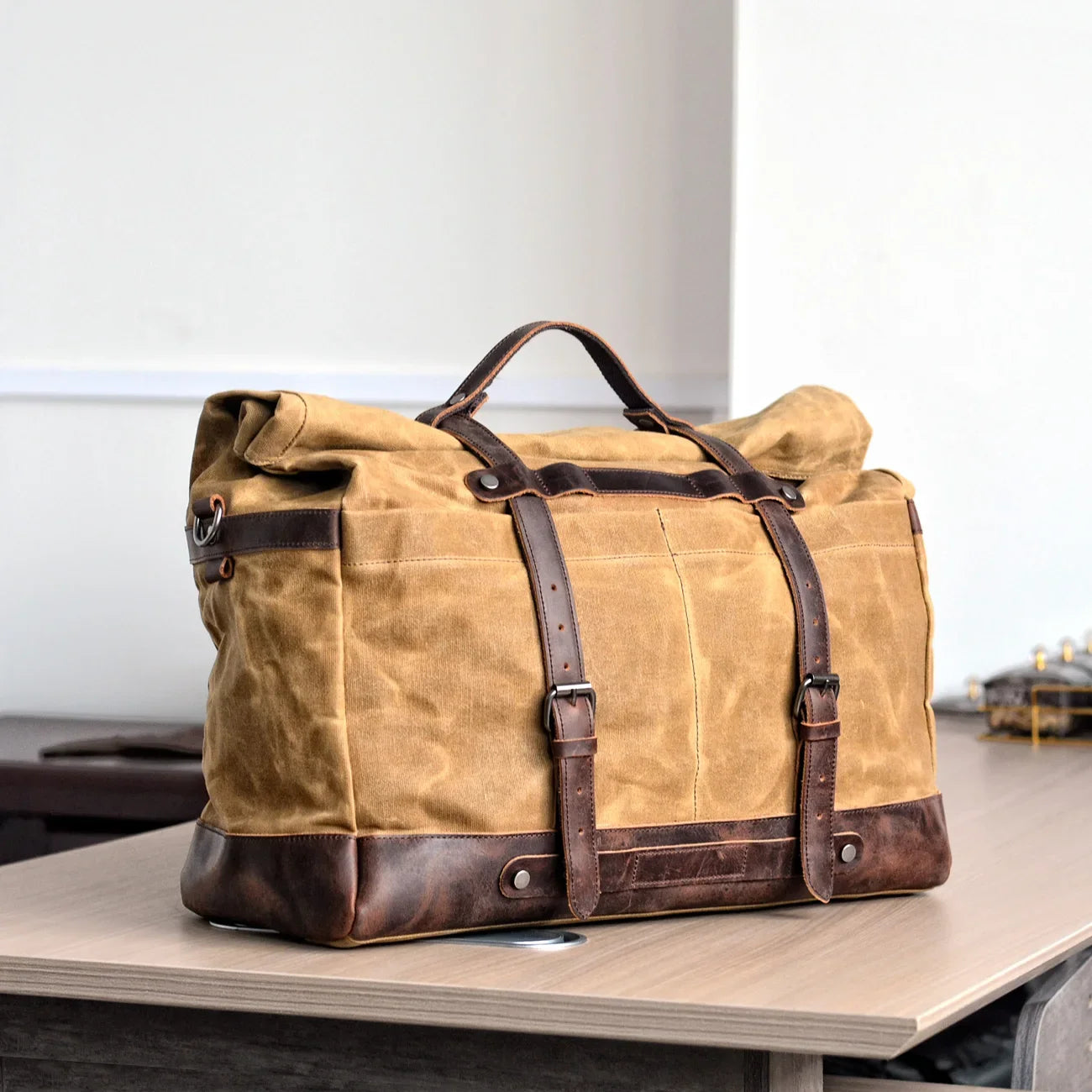 Waxed Canvas Rolling Duffle Bag