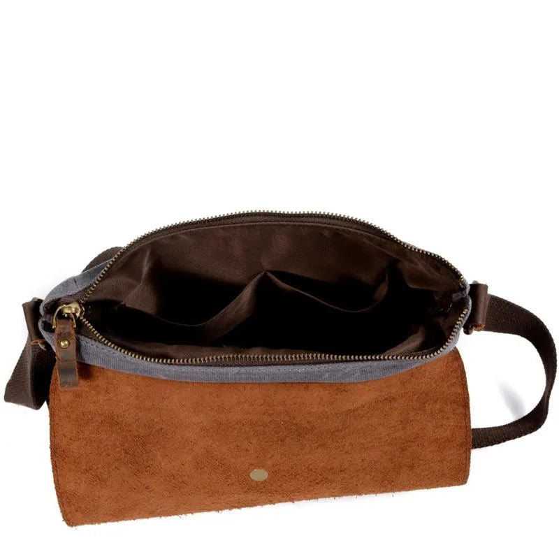 Waxed Canvas Leather Crossbody Purse