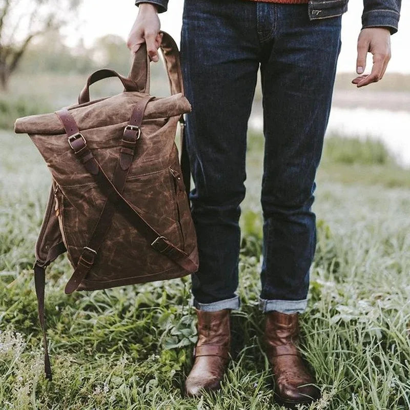 Waxed canvas backpack rucksack