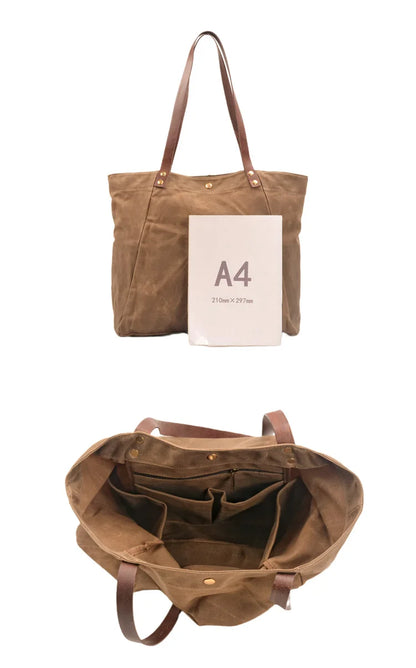 Large waxed canvas tote