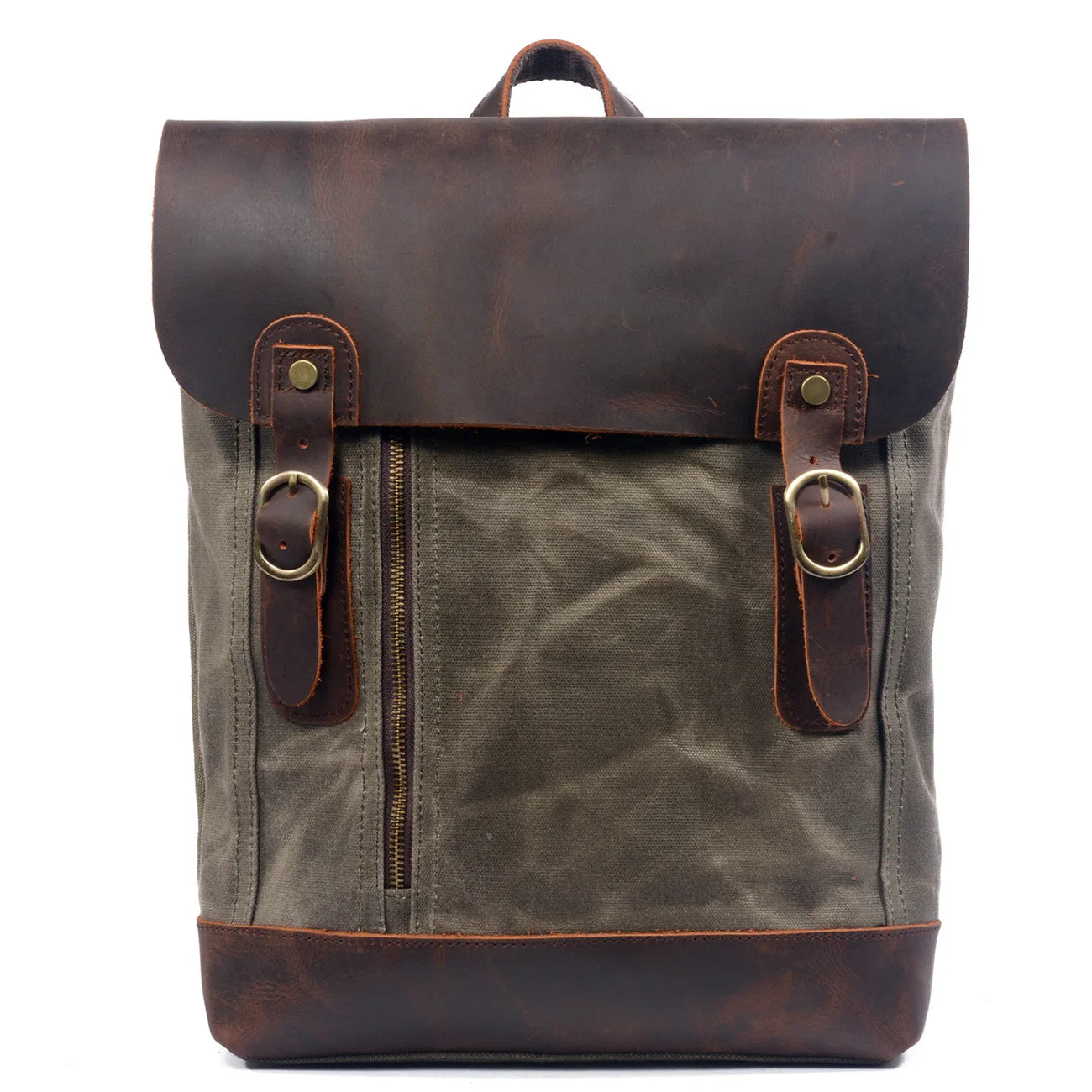 Small waxed canvas backpack Army Green