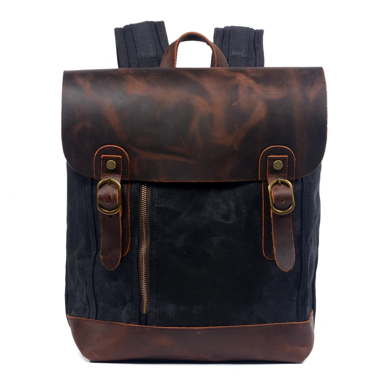 Small waxed canvas backpack Black