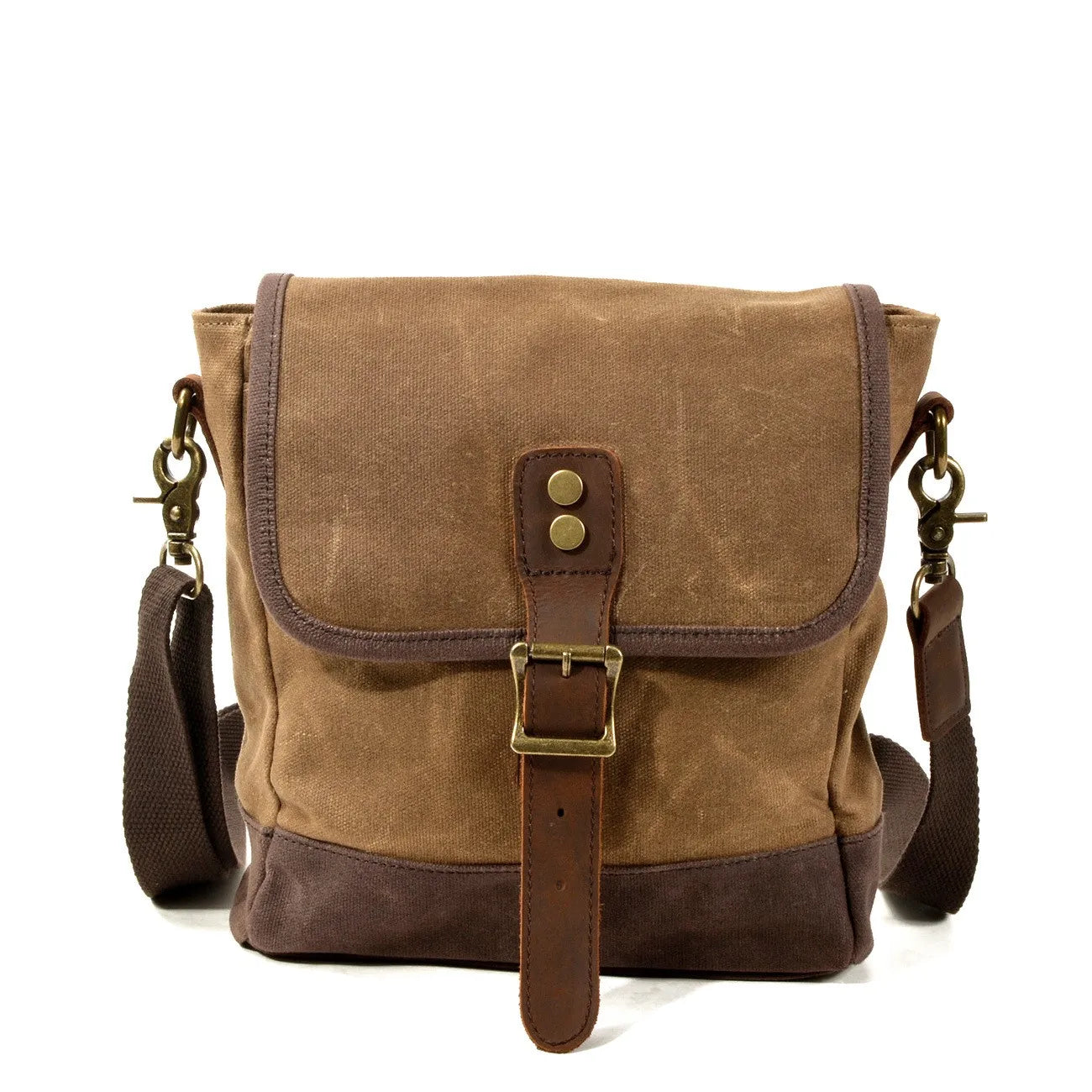 Small waxed canvas messenger bag khaki