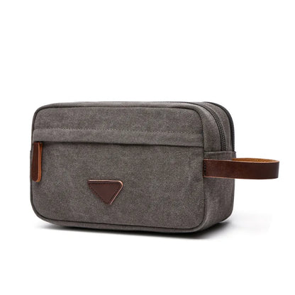 Small waxed canvas toiletry bag gray