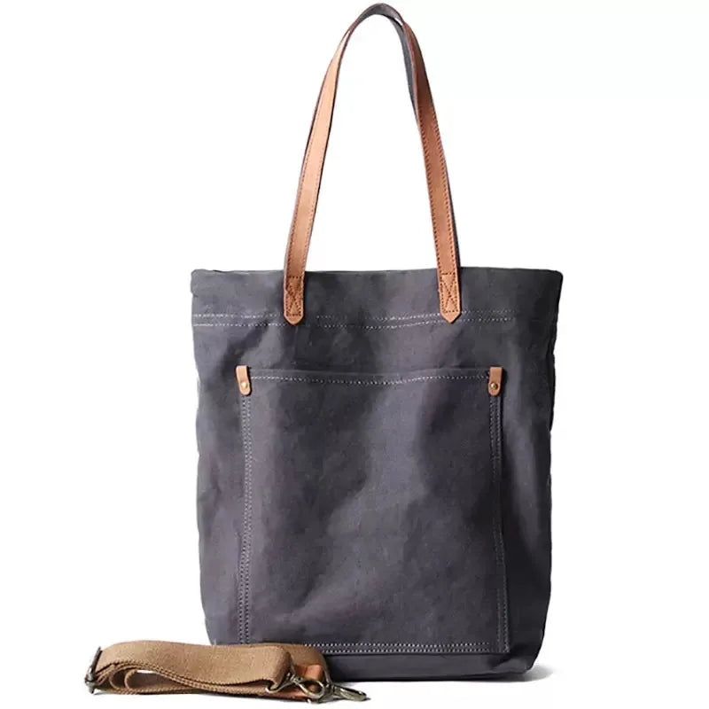 Vintage waxed canvas handbag black