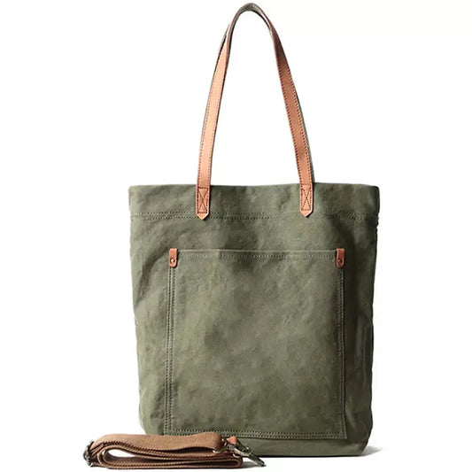 Vintage waxed canvas handbag green